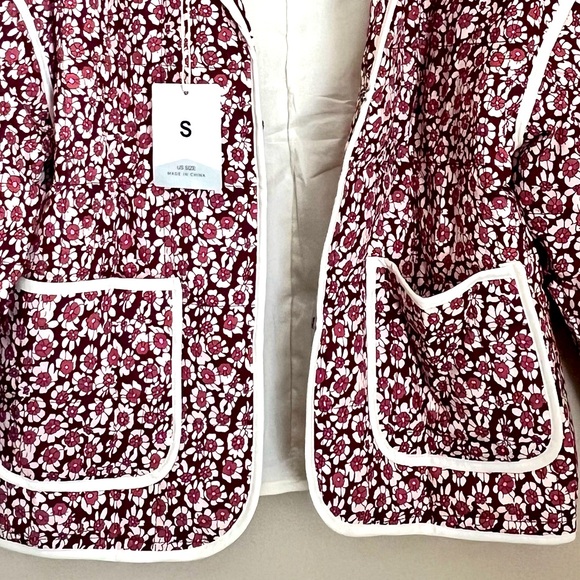 Pink Floral Cropped Puffer Jacket Size Small NWT‎ - Picture 3 of 8